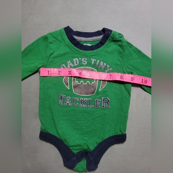 4/$15 - George- Green Long Sleeve Romper Diaper Shirt -  3-6M - Picture 4 of 5